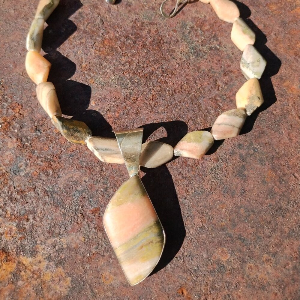 Jay King, DTR mine finds Jasper necklace and pendant set 925